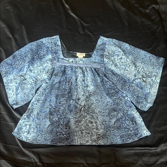 Elegant MKM Designs Blue Paisley Blouse - Picture 1 of 6